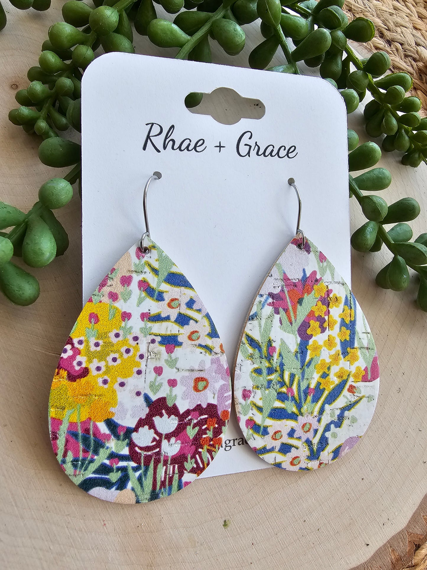 Vibrant Botanical Garden Teardrop Earrings - Large