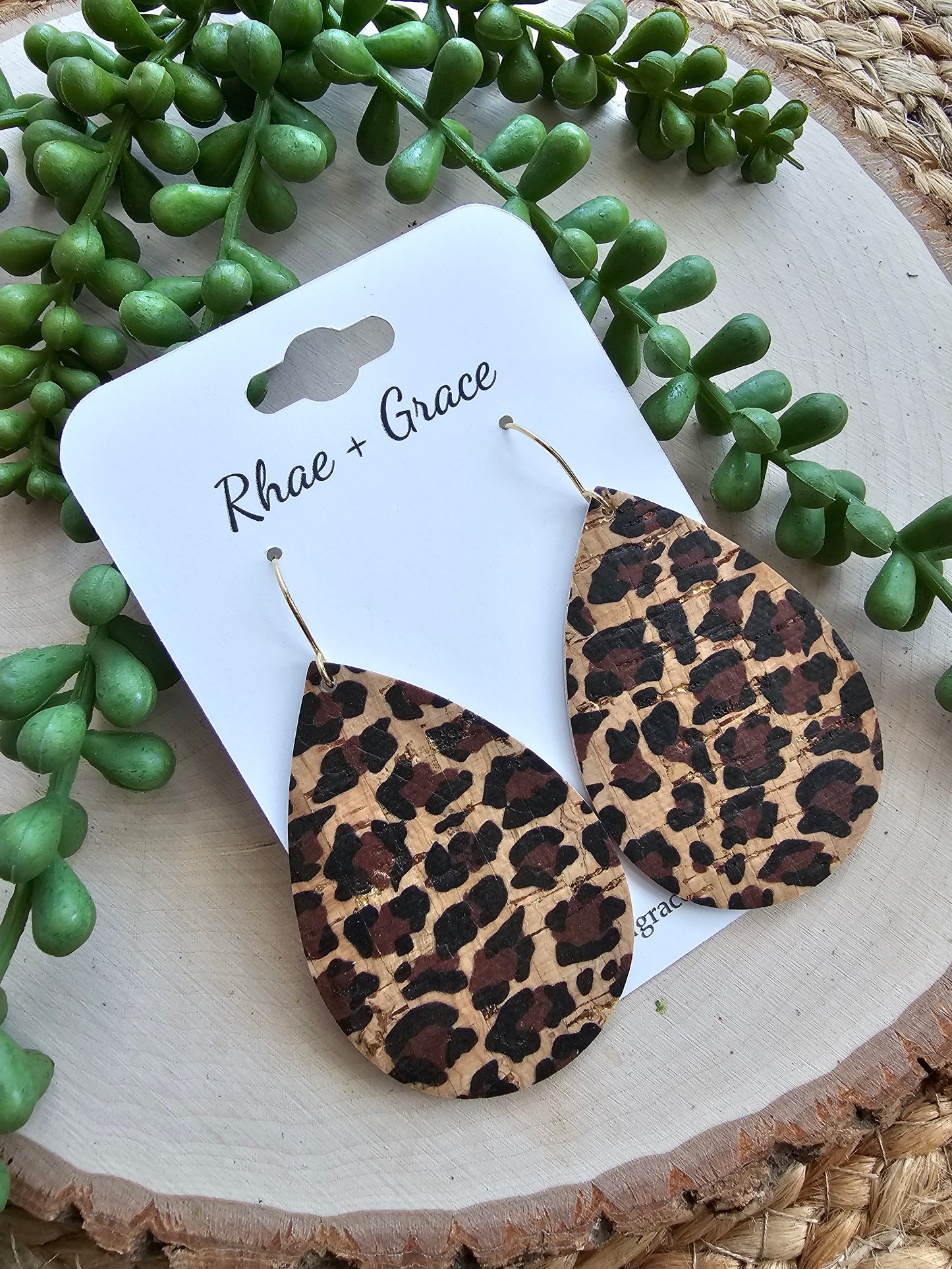 Cheetah Print Teardrop Earrings - Large