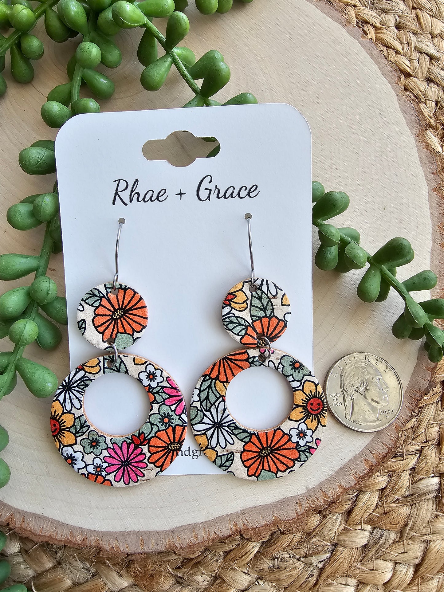 Happy Hippie Floral Circle Cutout Earrings