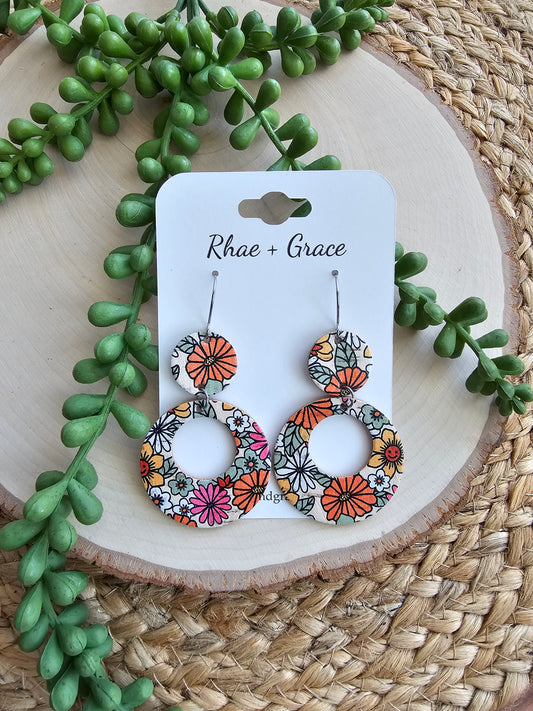 Happy Hippie Floral Circle Cutout Earrings