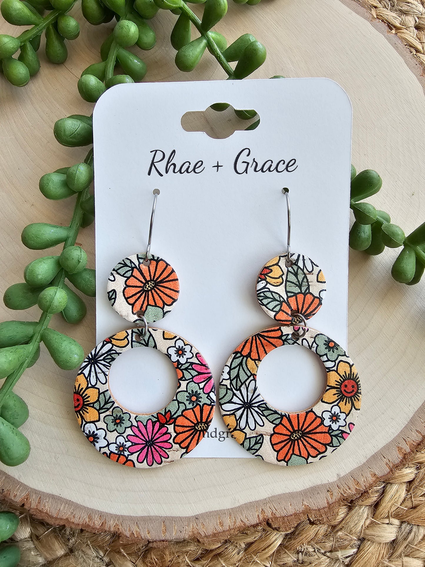 Happy Hippie Floral Circle Cutout Earrings