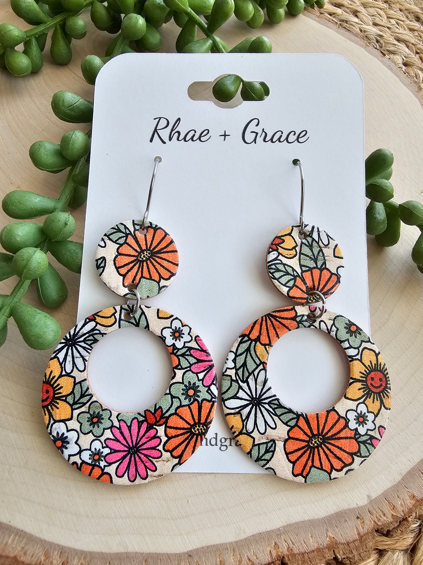 Happy Hippie Floral Circle Cutout Earrings