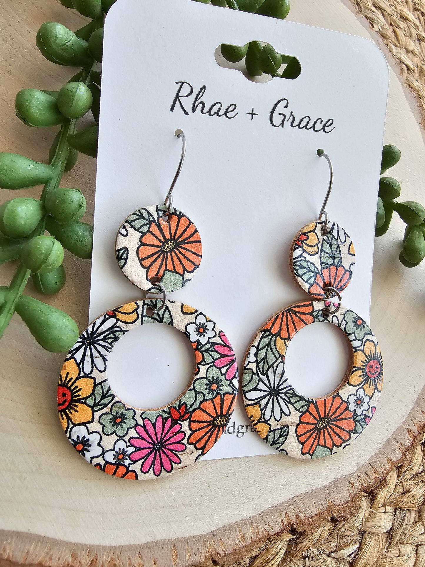 Happy Hippie Floral Circle Cutout Earrings