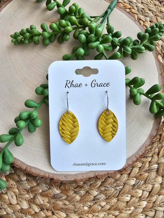 Sunshine Braided Leaf Earrings - Small