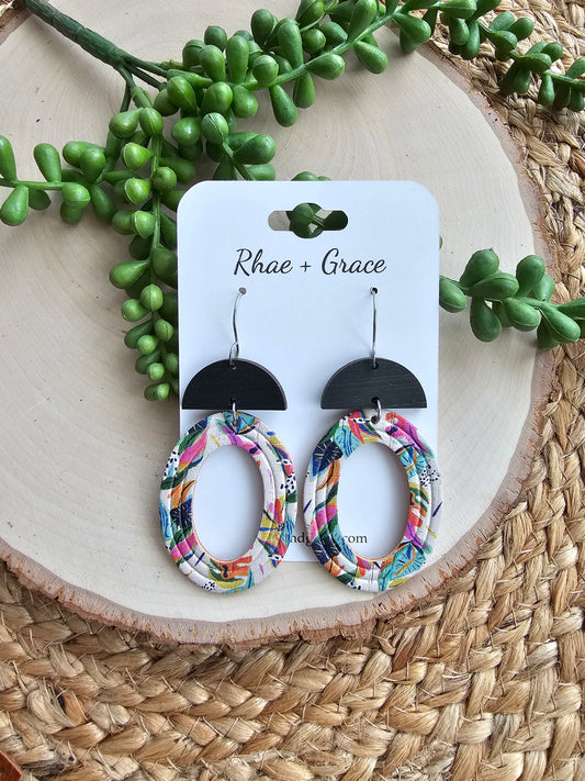 Tropical Paradise Embossed Oval Earrings