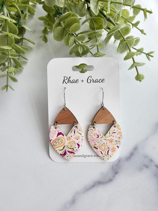 Summer Floral Paisley Swoop Earrings