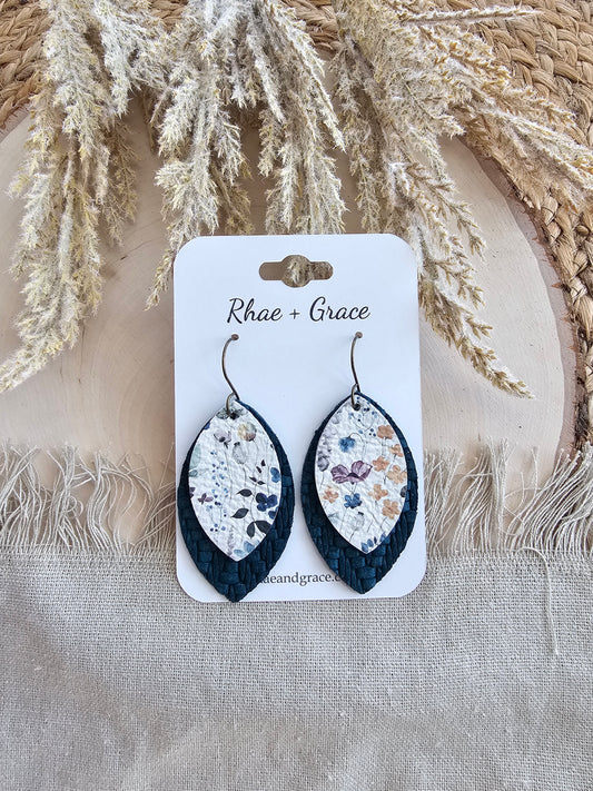 Wildflower Fields & Peacock Layered Leaf Earrings