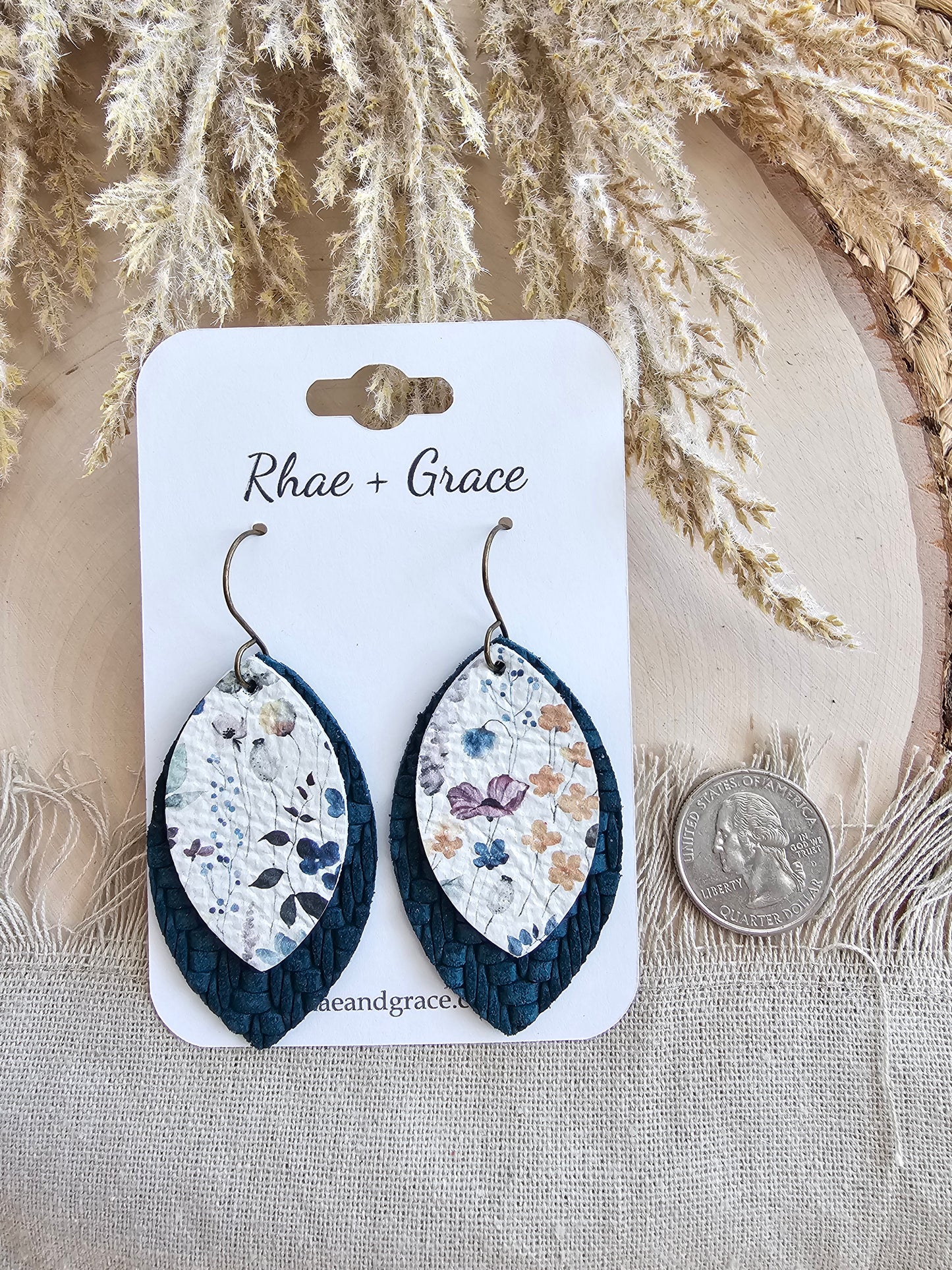 Wildflower Fields & Peacock Layered Leaf Earrings