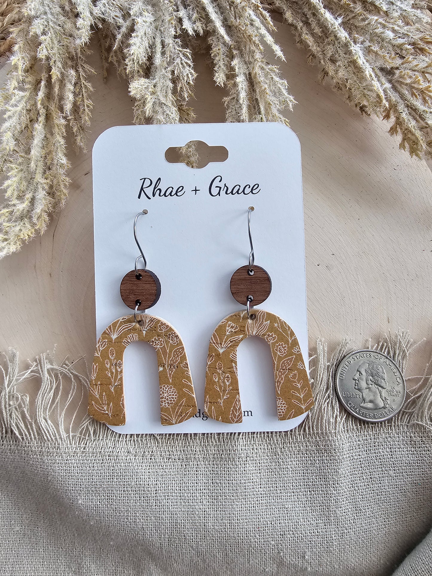 Dijon Mustard Brown Modern Arch Earrings