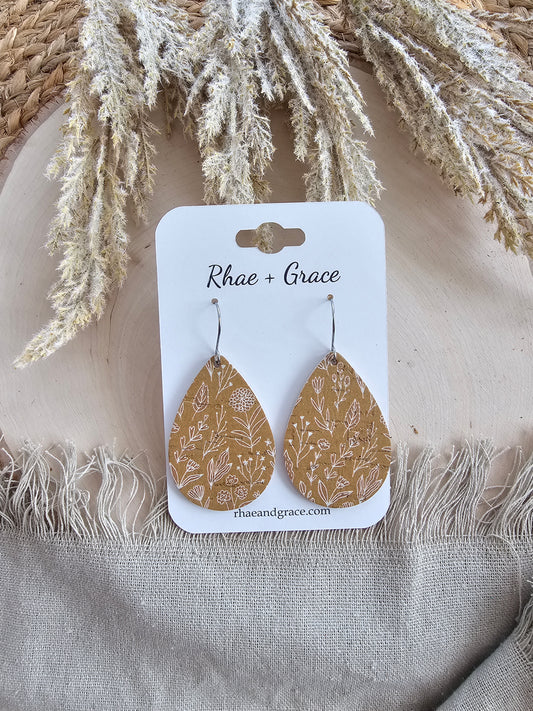 Dijon Mustard Brown Teardrop Earrings - Medium