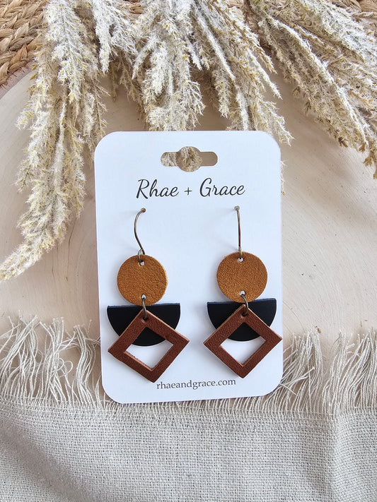 Black & Brown Geometric Earrings