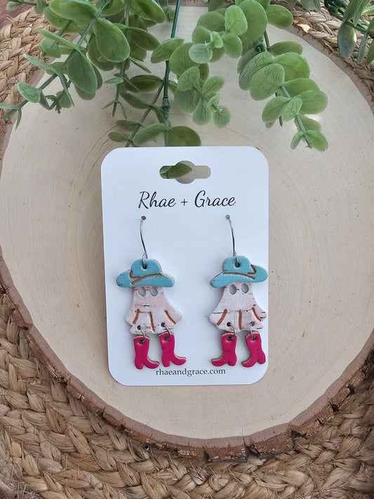 Boot Scootin' Spooky Ghost Earrings