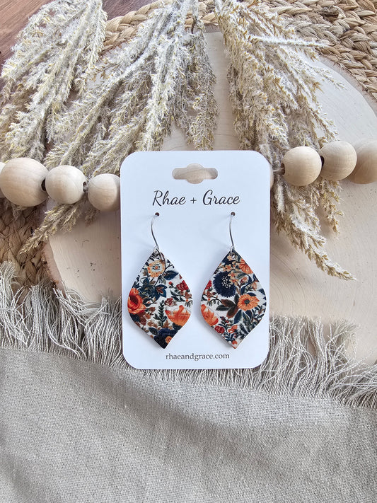 Autumn Flower Garden Pointed Petal Earrings