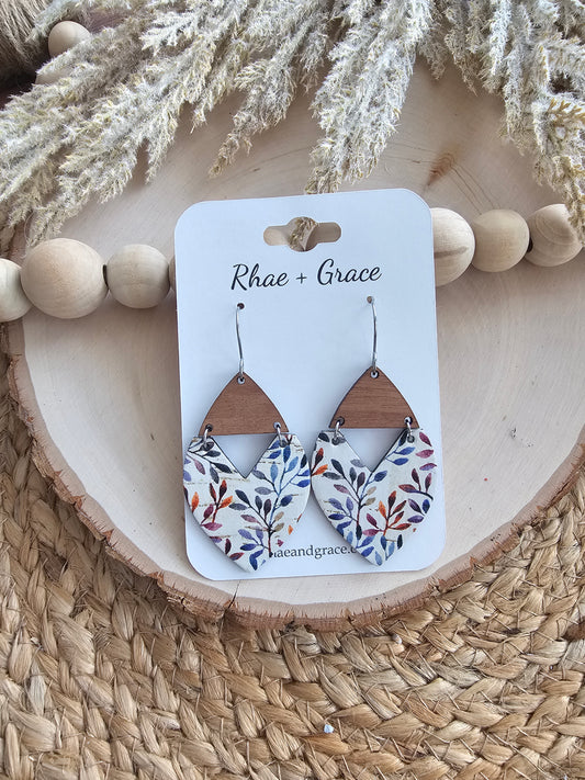 Autumn Boxwood Floral Swoop Earrings