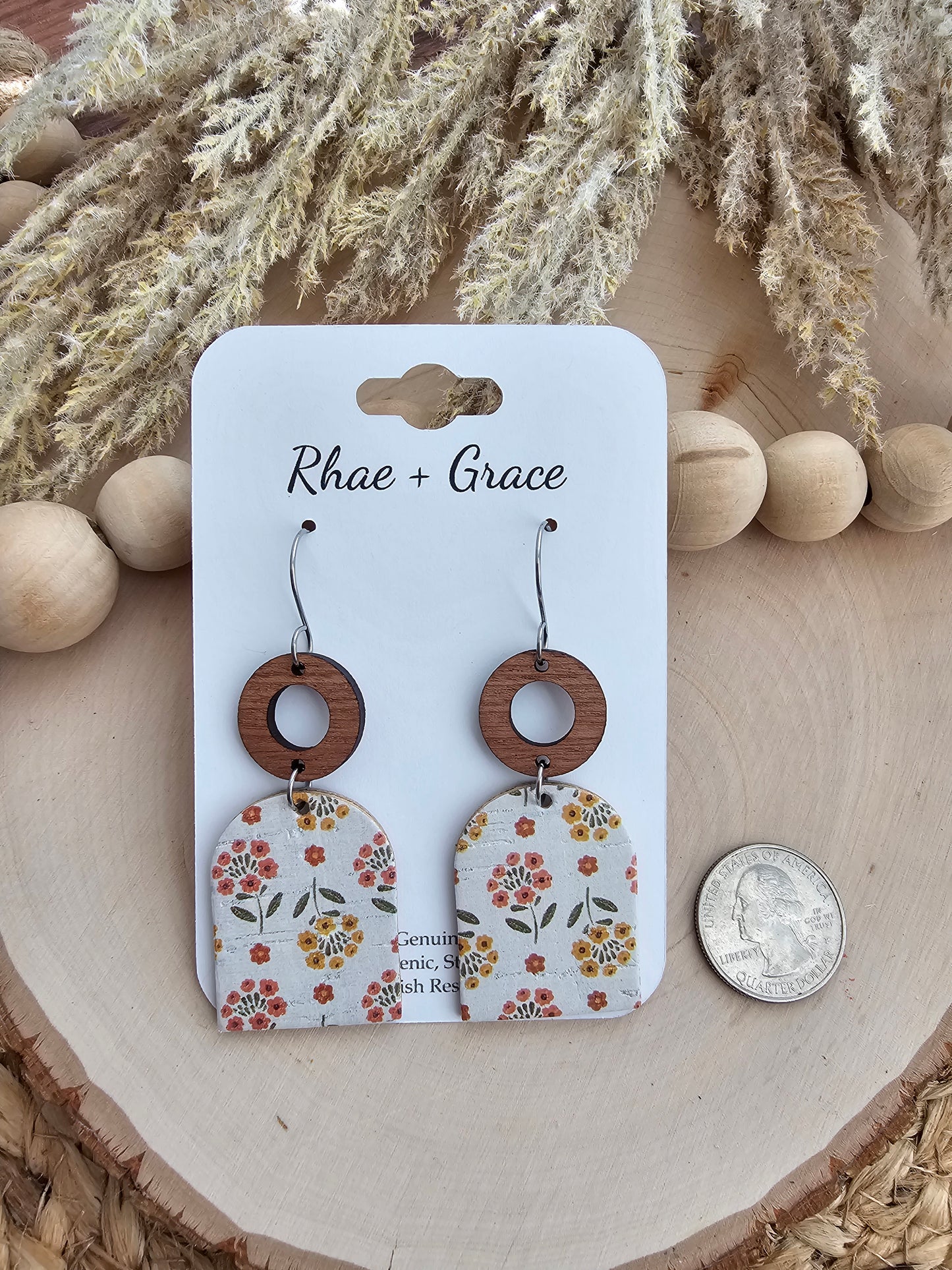 Autumn Floral Closed Arch Drop Earrings