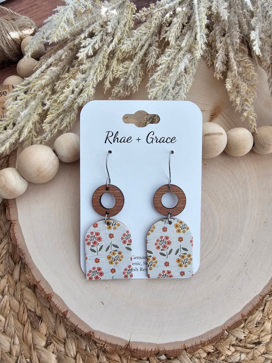 Autumn Floral Closed Arch Drop Earrings