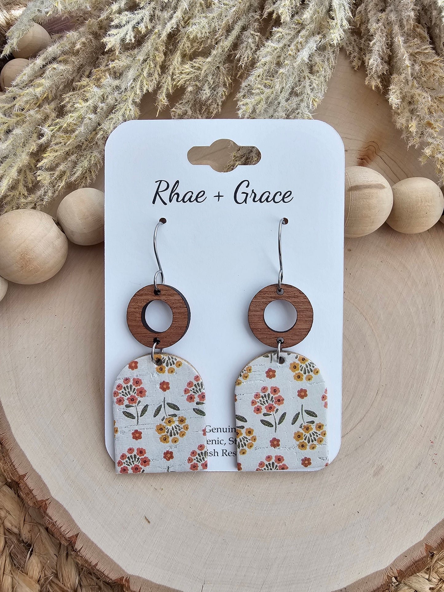 Autumn Floral Closed Arch Drop Earrings