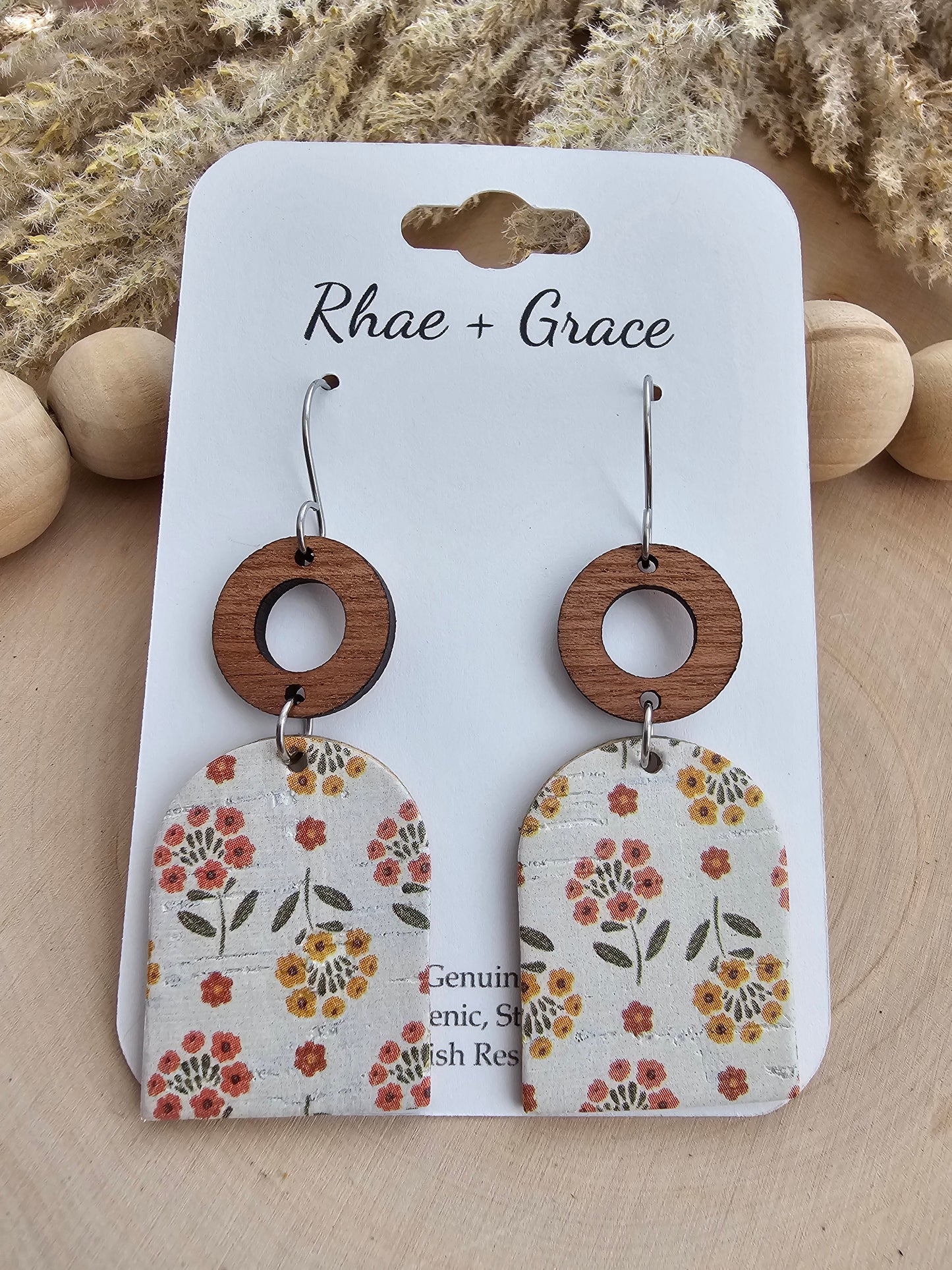 Autumn Floral Closed Arch Drop Earrings