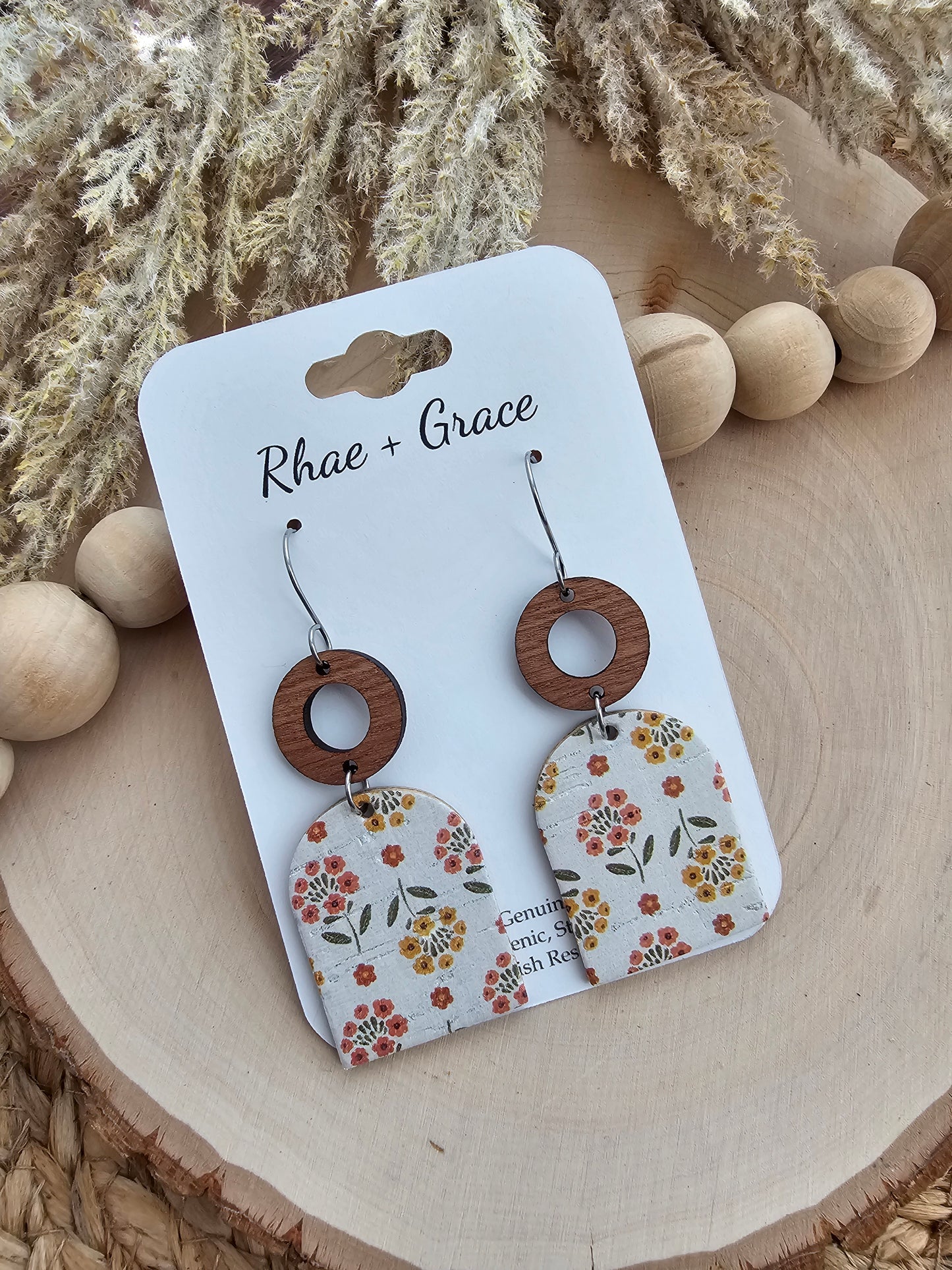 Autumn Floral Closed Arch Drop Earrings