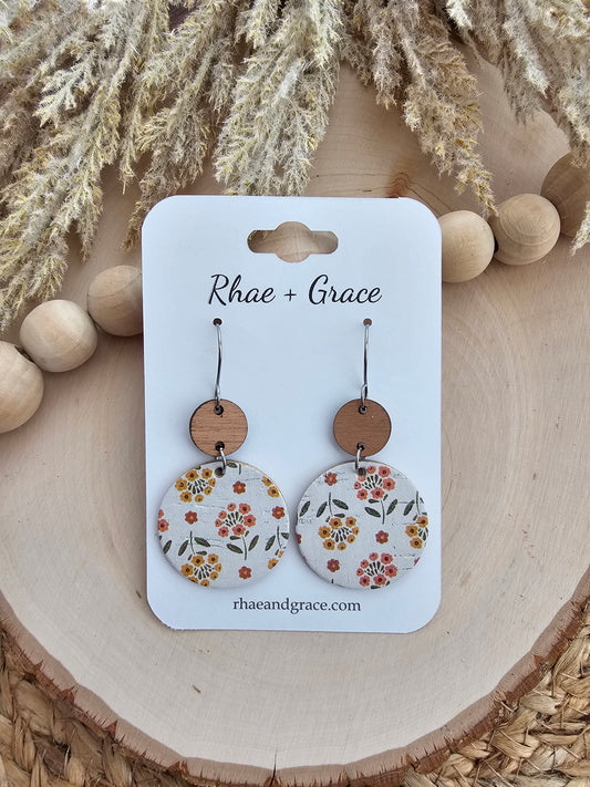 Autumn Floral Circle Drop Earrings