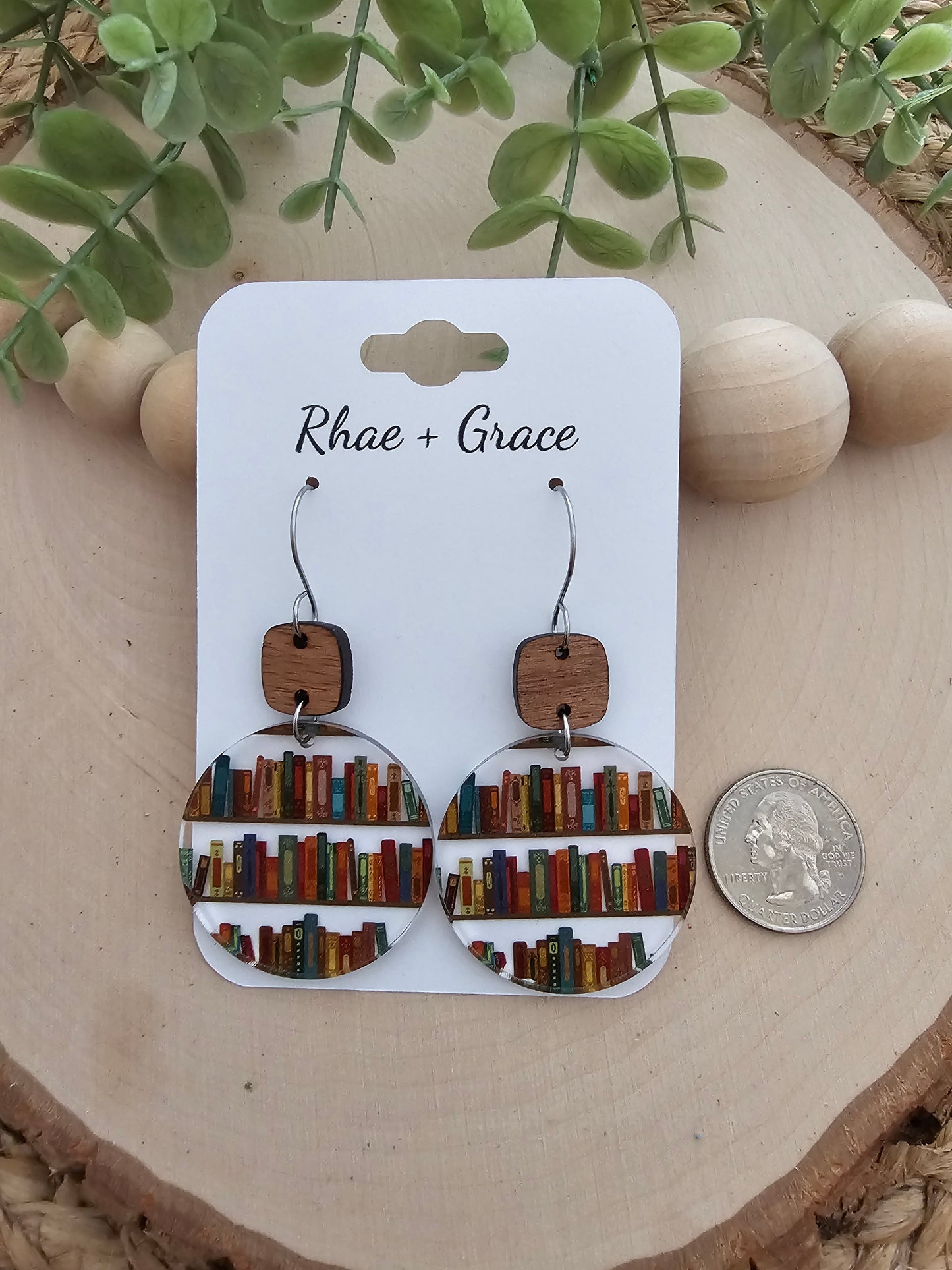 Book Lover Acrylic Circle Earrings