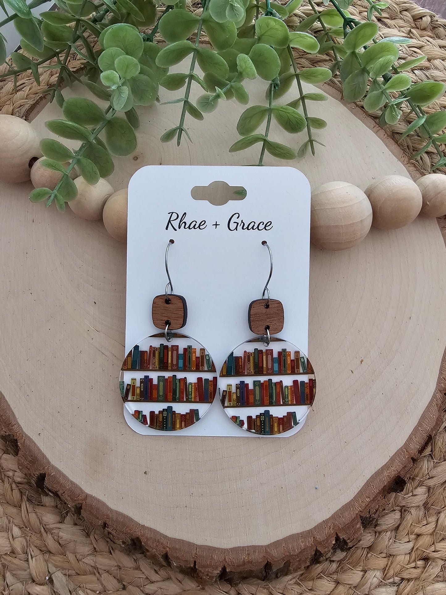 Book Lover Acrylic Circle Earrings