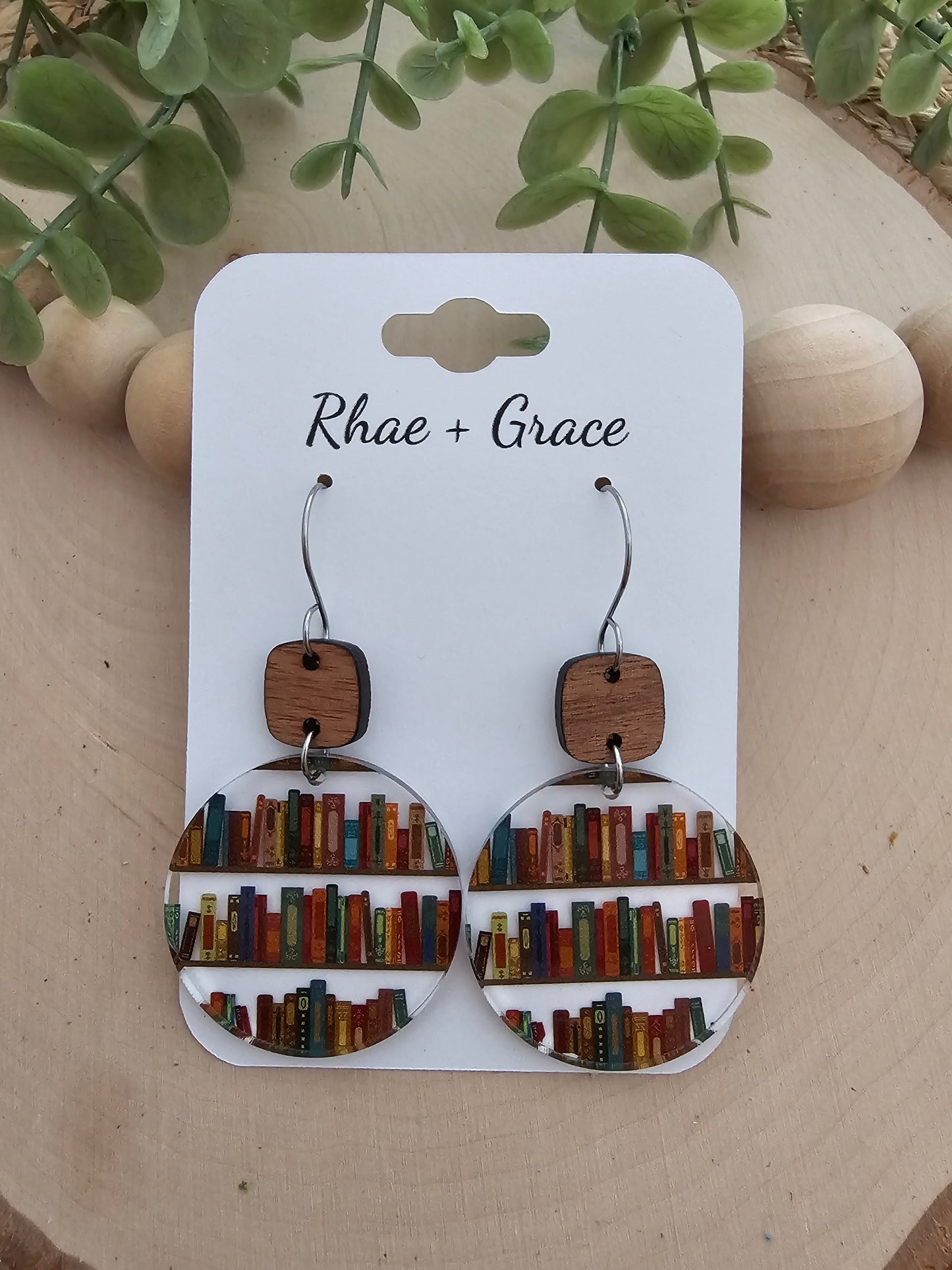 Book Lover Acrylic Circle Earrings