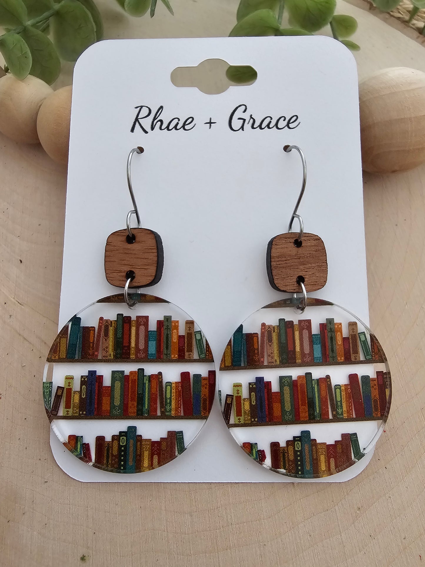 Book Lover Acrylic Circle Earrings