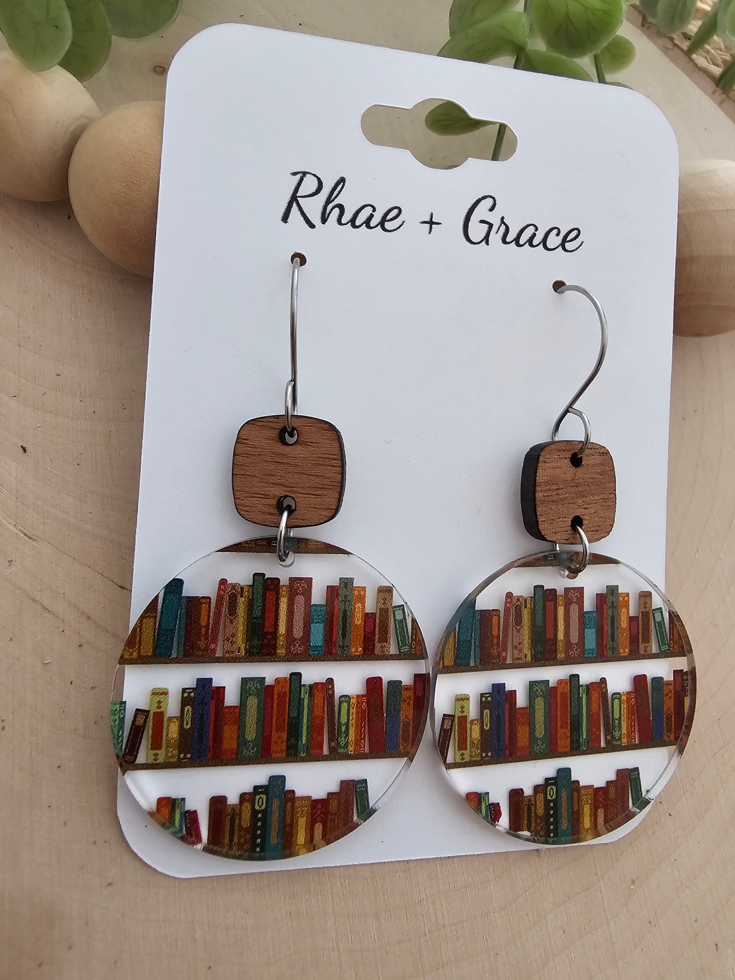 Book Lover Acrylic Circle Earrings