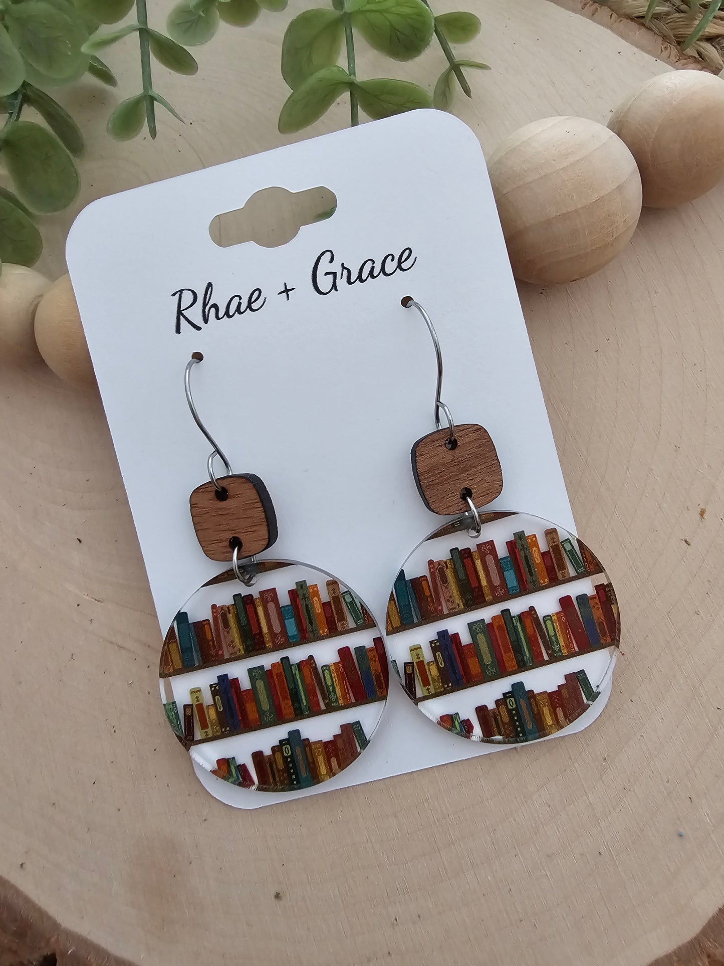 Book Lover Acrylic Circle Earrings