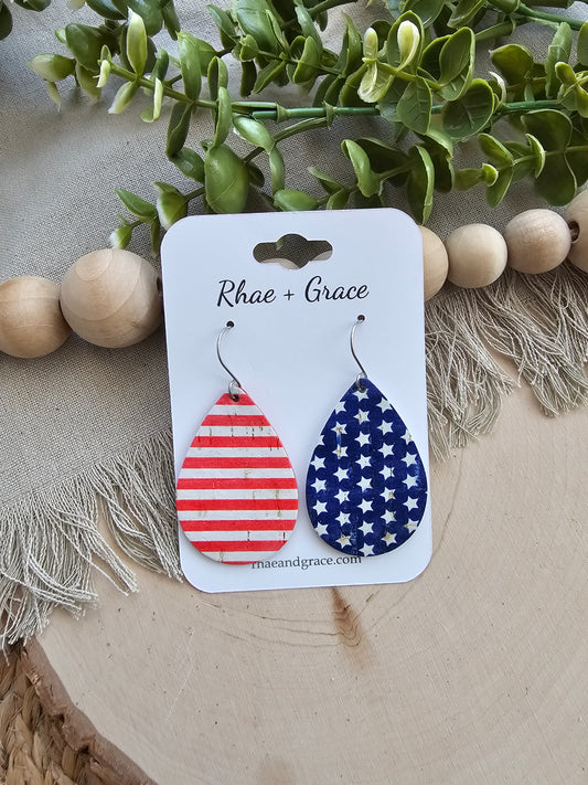 Stars & Stripes Teardrop Earrings - Medium