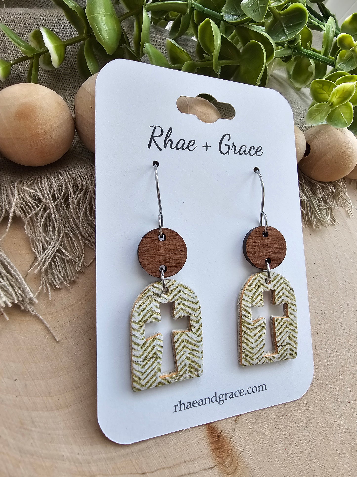 Golden Chevron Cross Cutout Arch Earrings