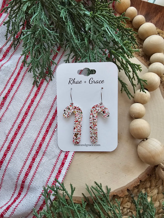 Candycane Glitter Earrings