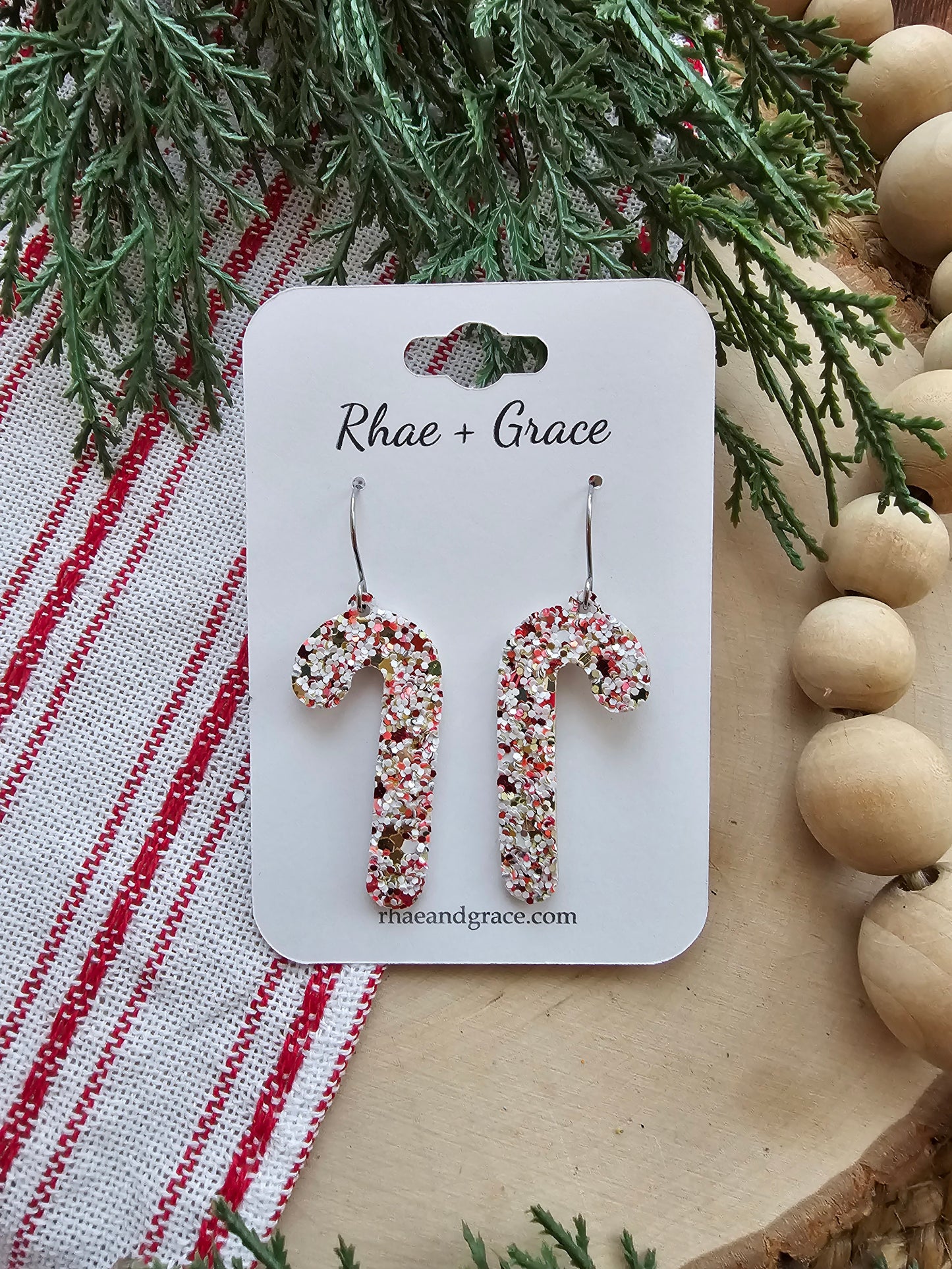 Candycane Glitter Earrings