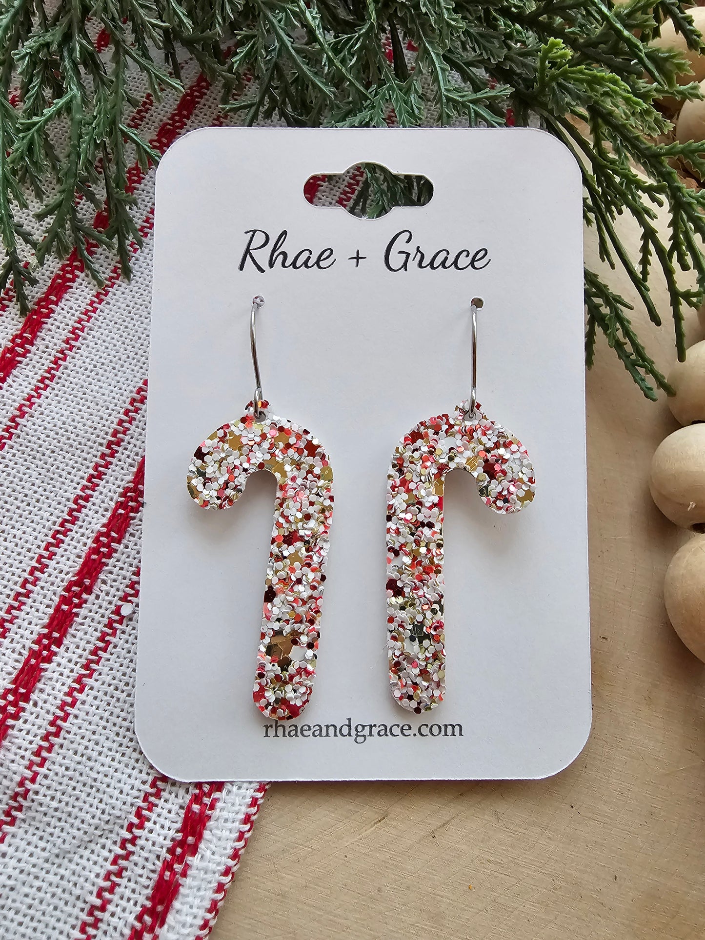 Candycane Glitter Earrings