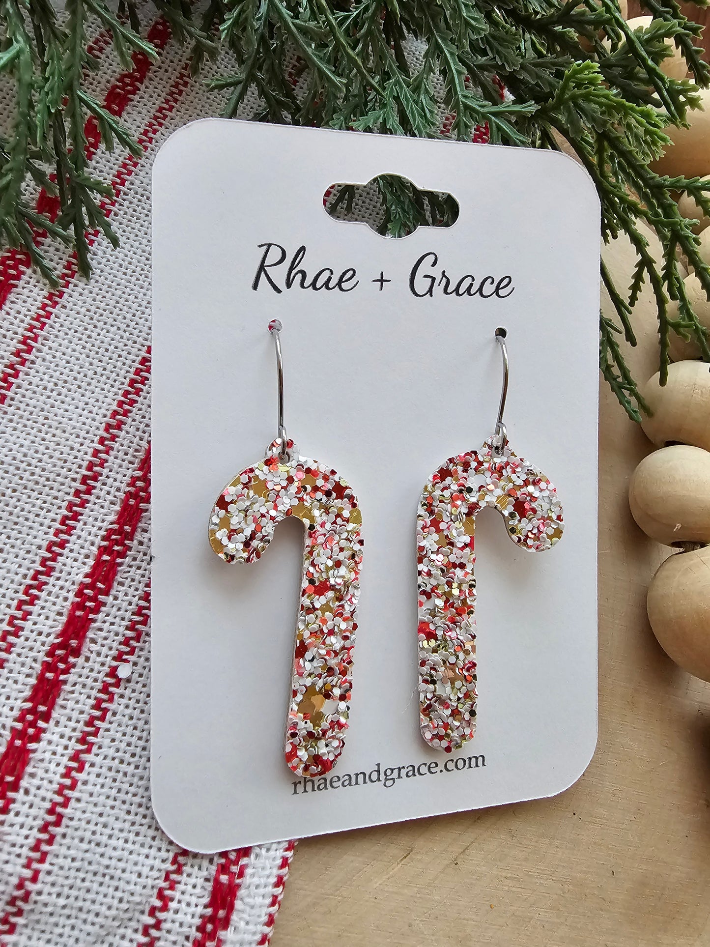 Candycane Glitter Earrings