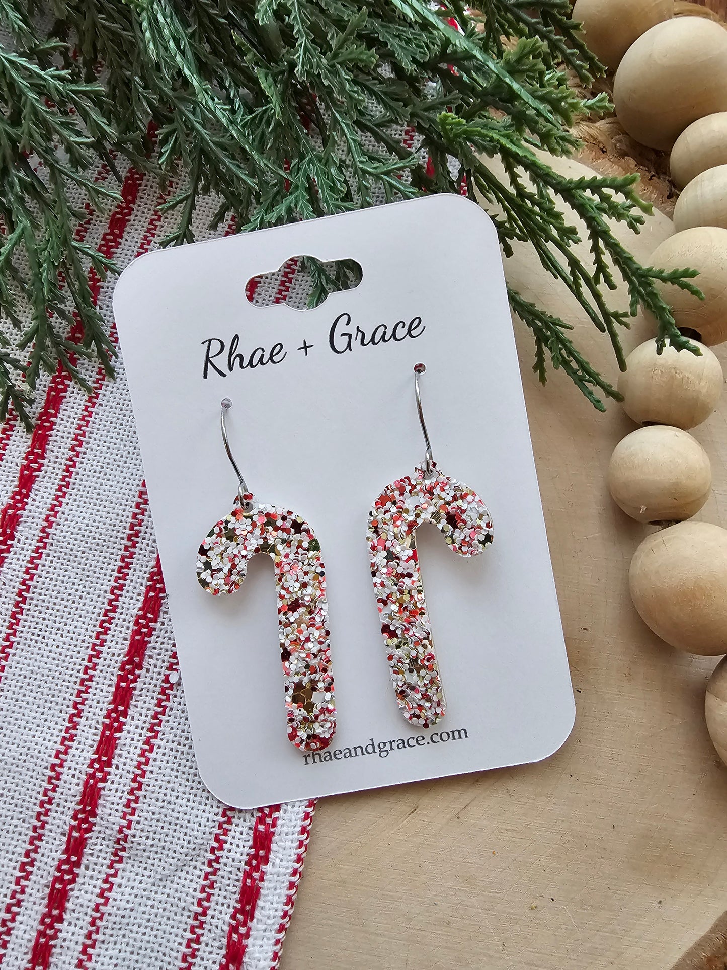 Candycane Glitter Earrings