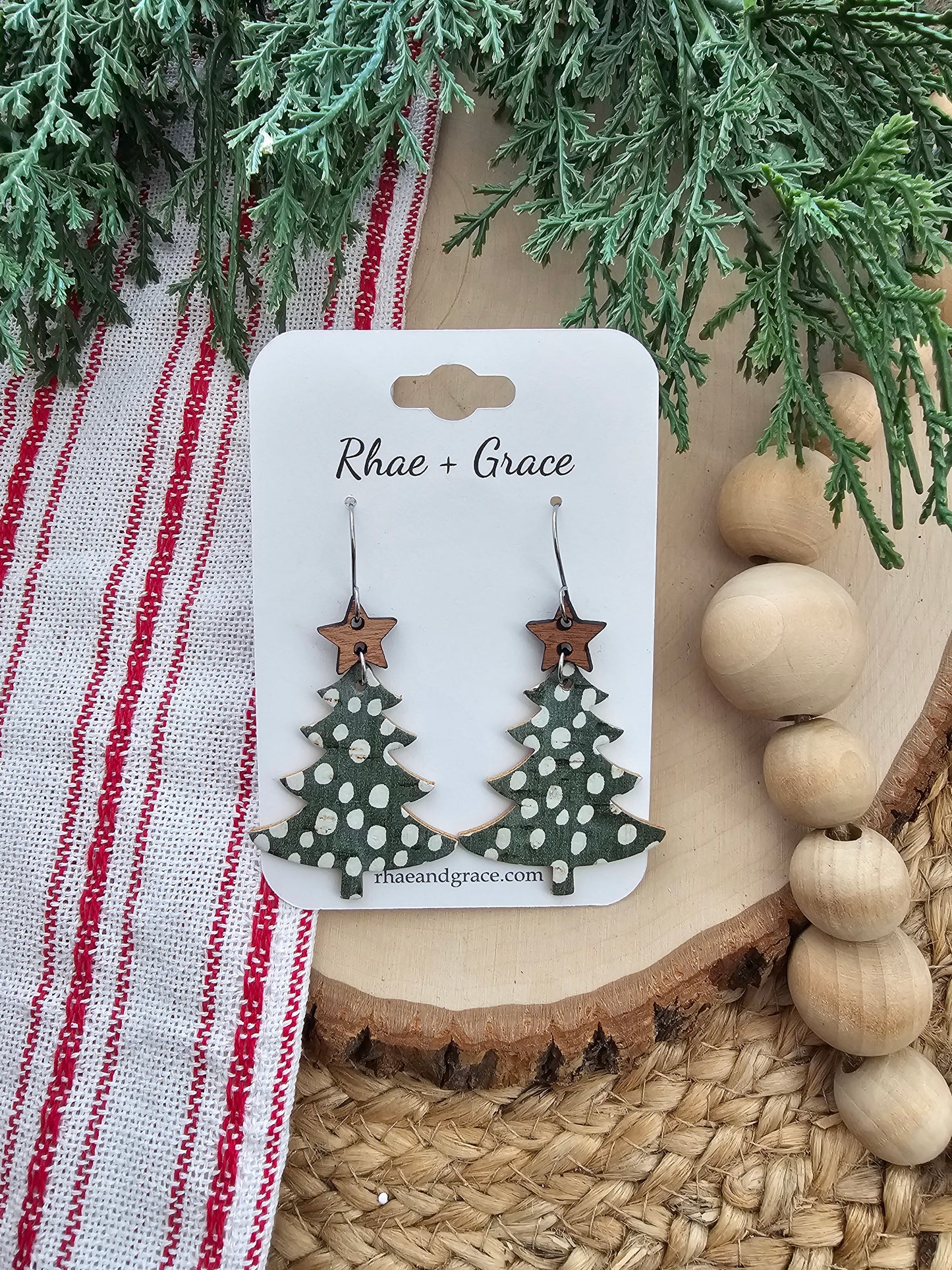 Whimsy Snow Covered Christmas Tree Earrings