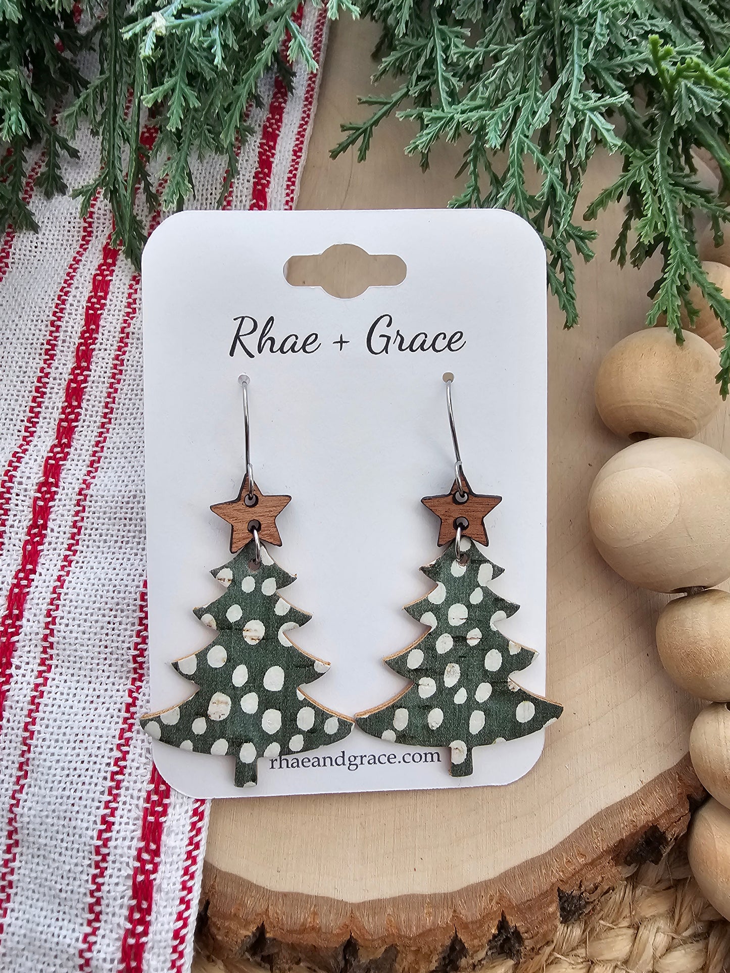 Whimsy Snow Covered Christmas Tree Earrings