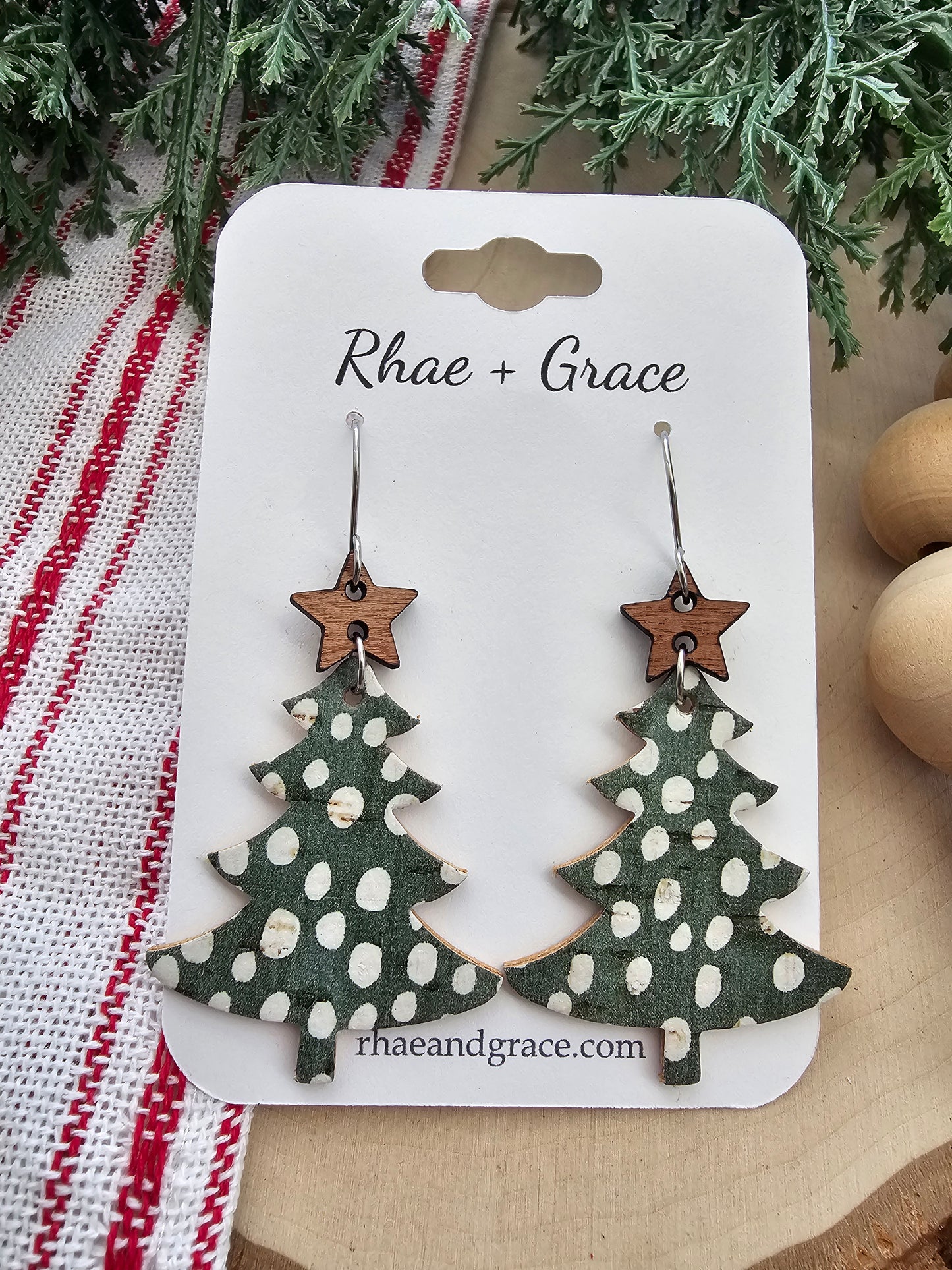 Whimsy Snow Covered Christmas Tree Earrings