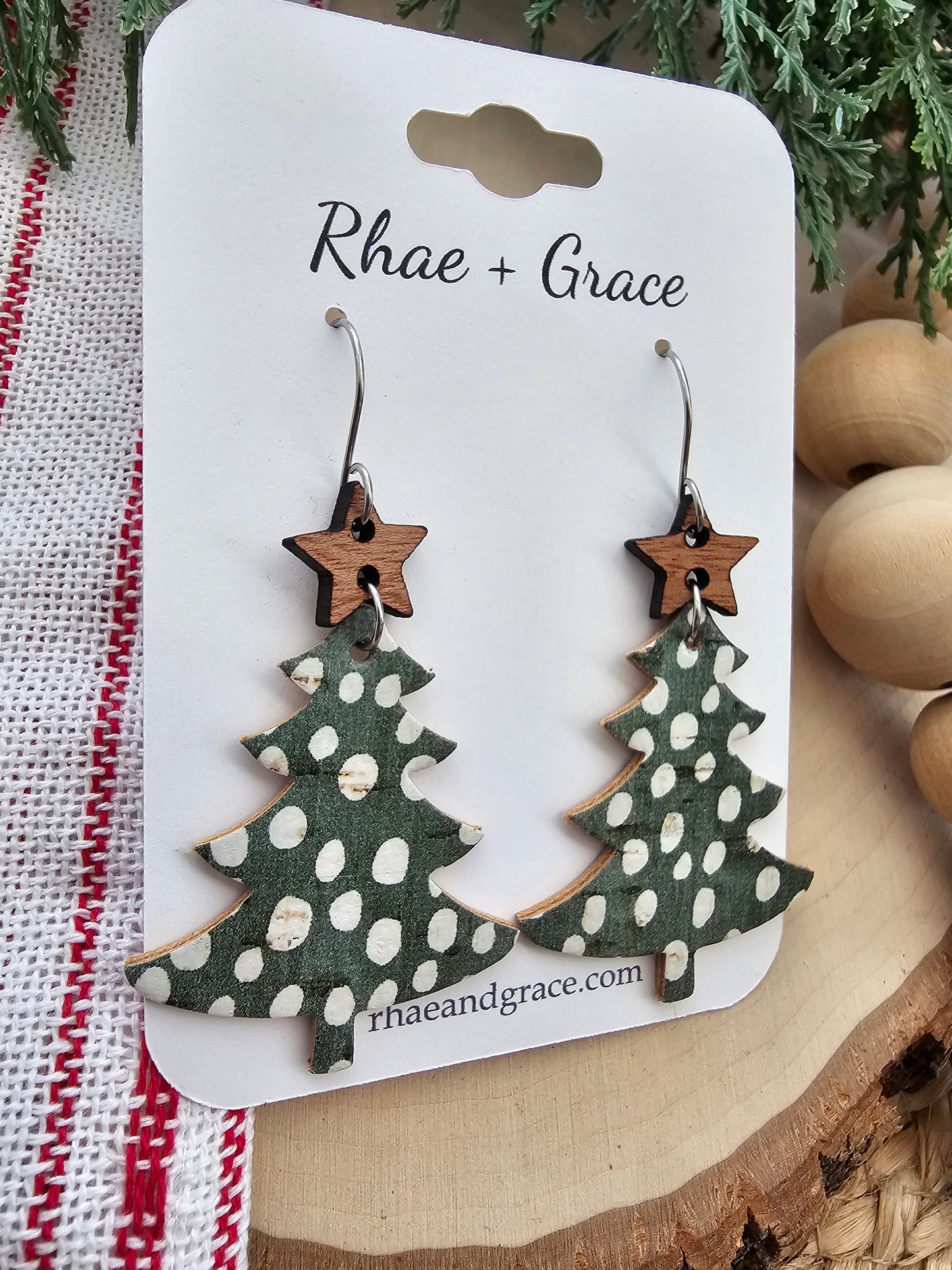 Whimsy Snow Covered Christmas Tree Earrings