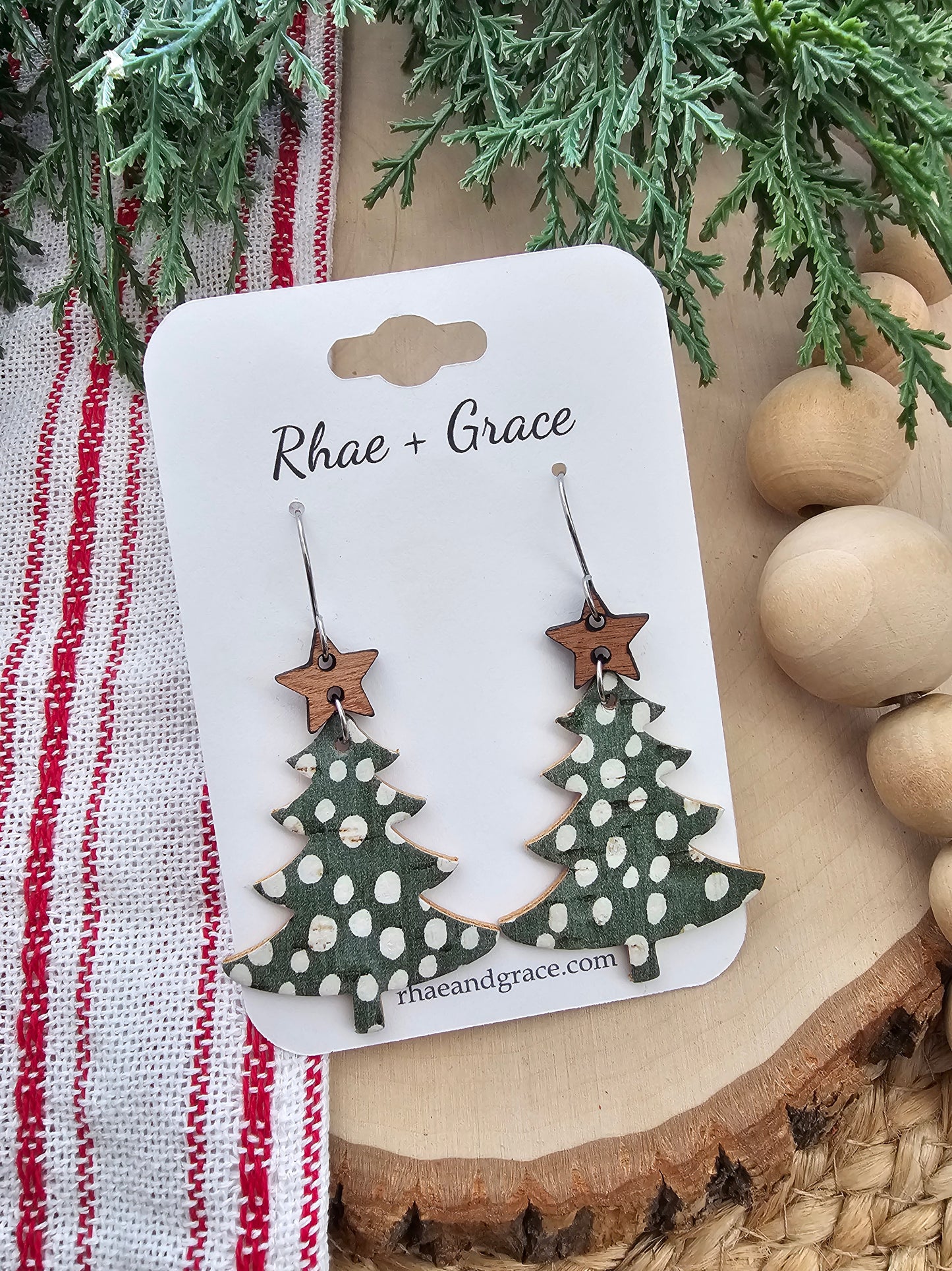 Whimsy Snow Covered Christmas Tree Earrings