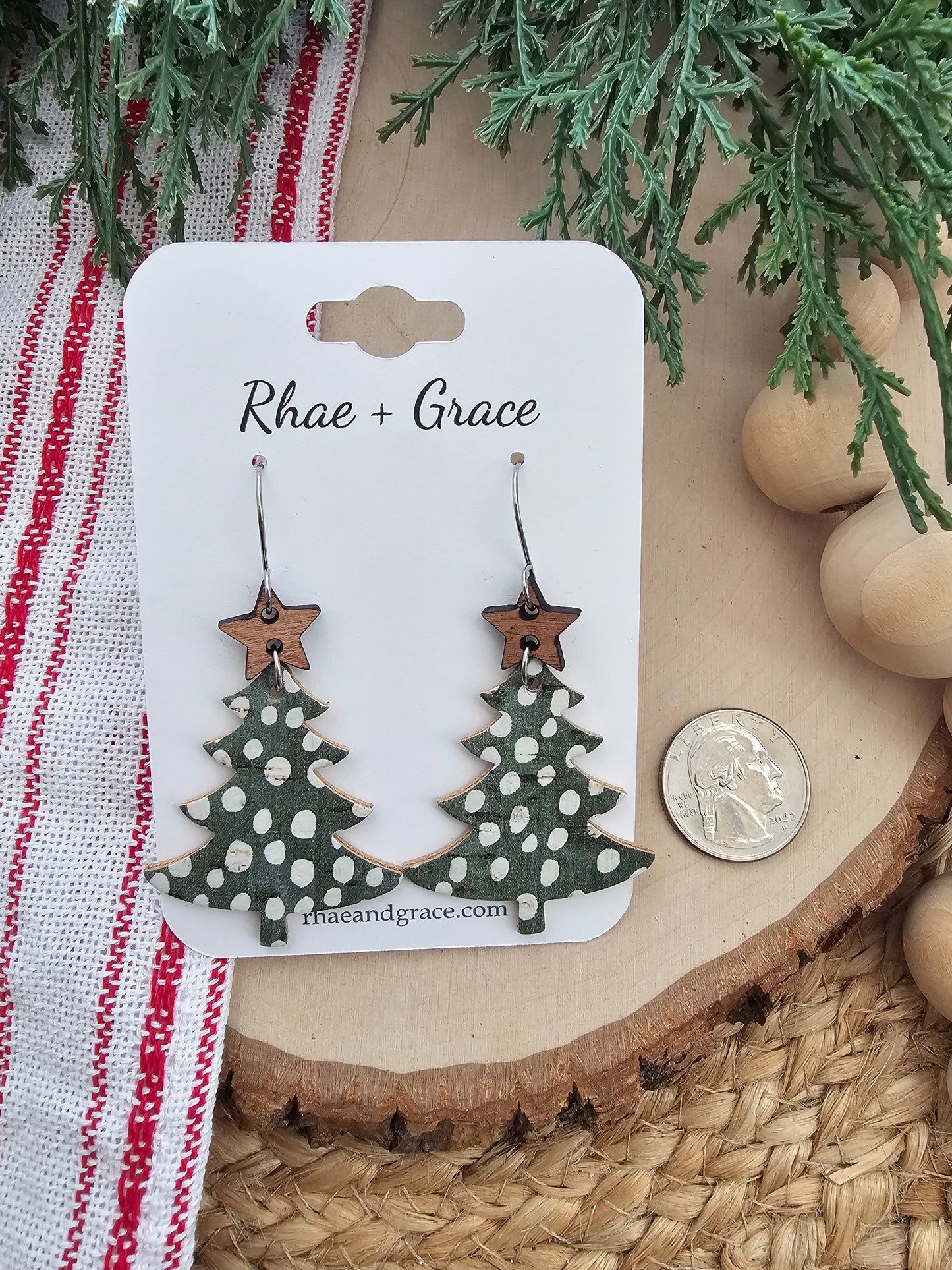 Whimsy Snow Covered Christmas Tree Earrings