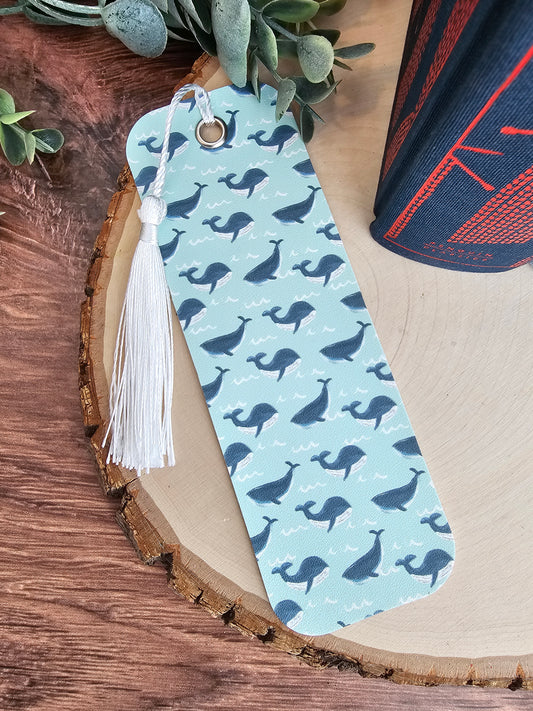 Blue Whale Faux Leather Bookmark