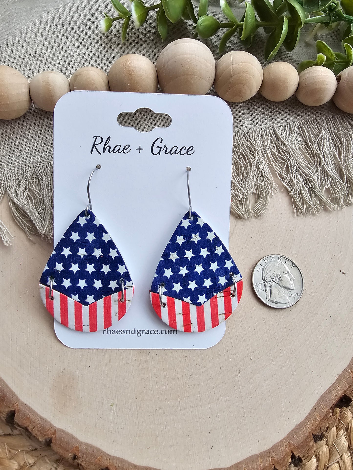 Stars & Stripes Split Teardrop Earrings