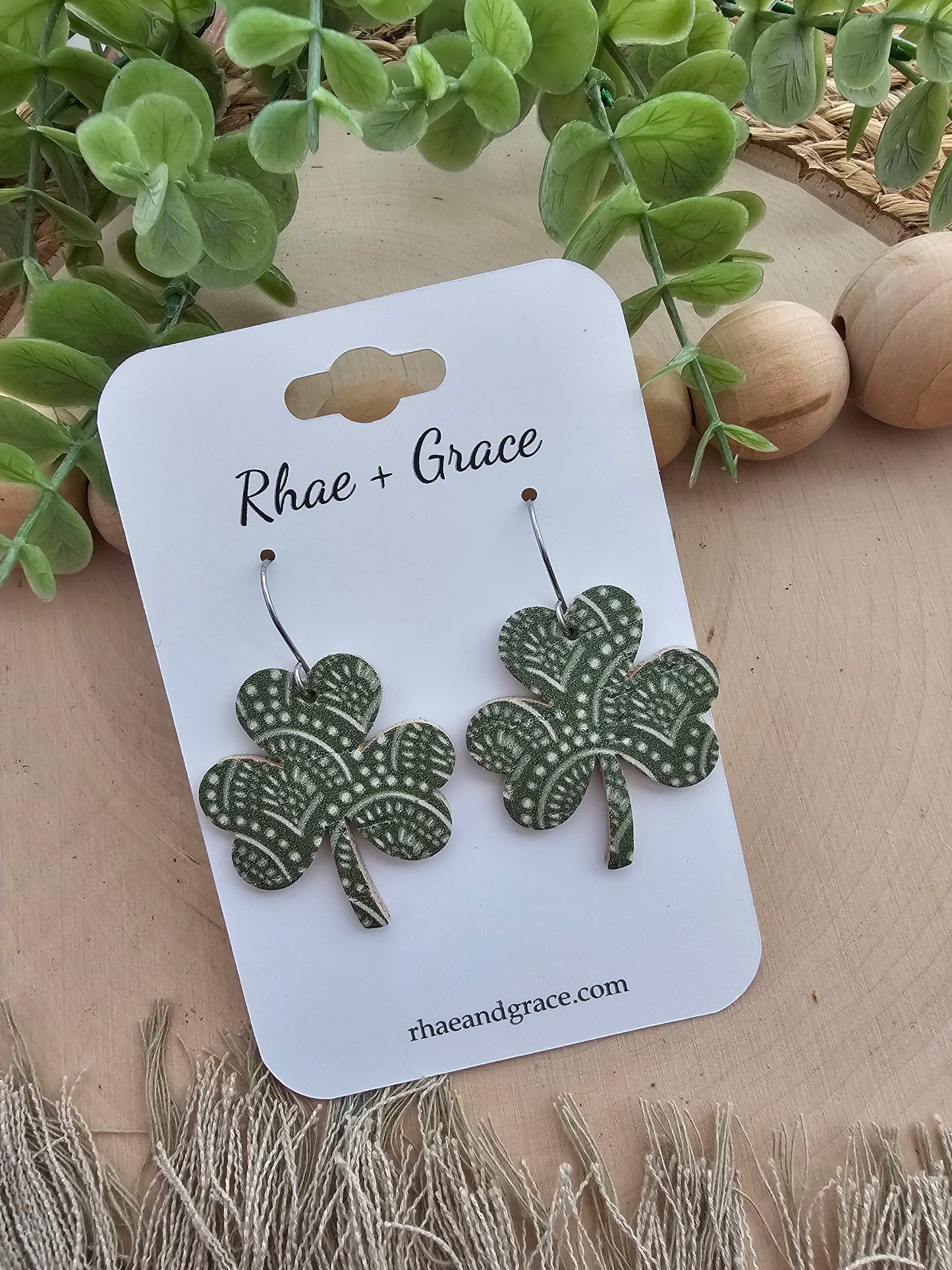 Kale Green Shamrock Earrings