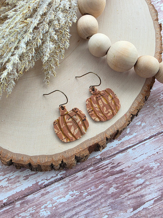 Rusty Orange Willow Branch Pumpkin Earrings