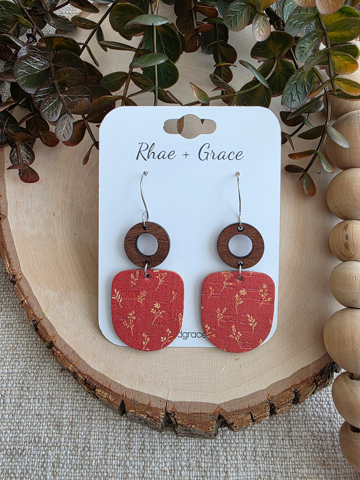 Rust Floral Drop Earrings