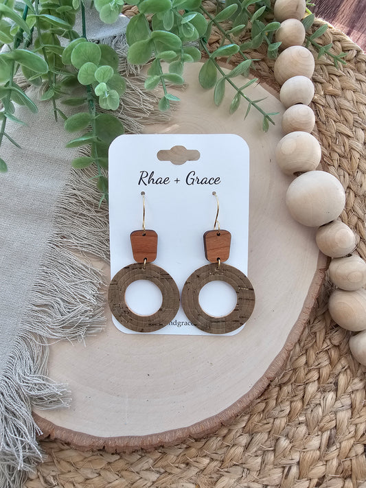 Olive Green Embossed Circle Cutout Earrings