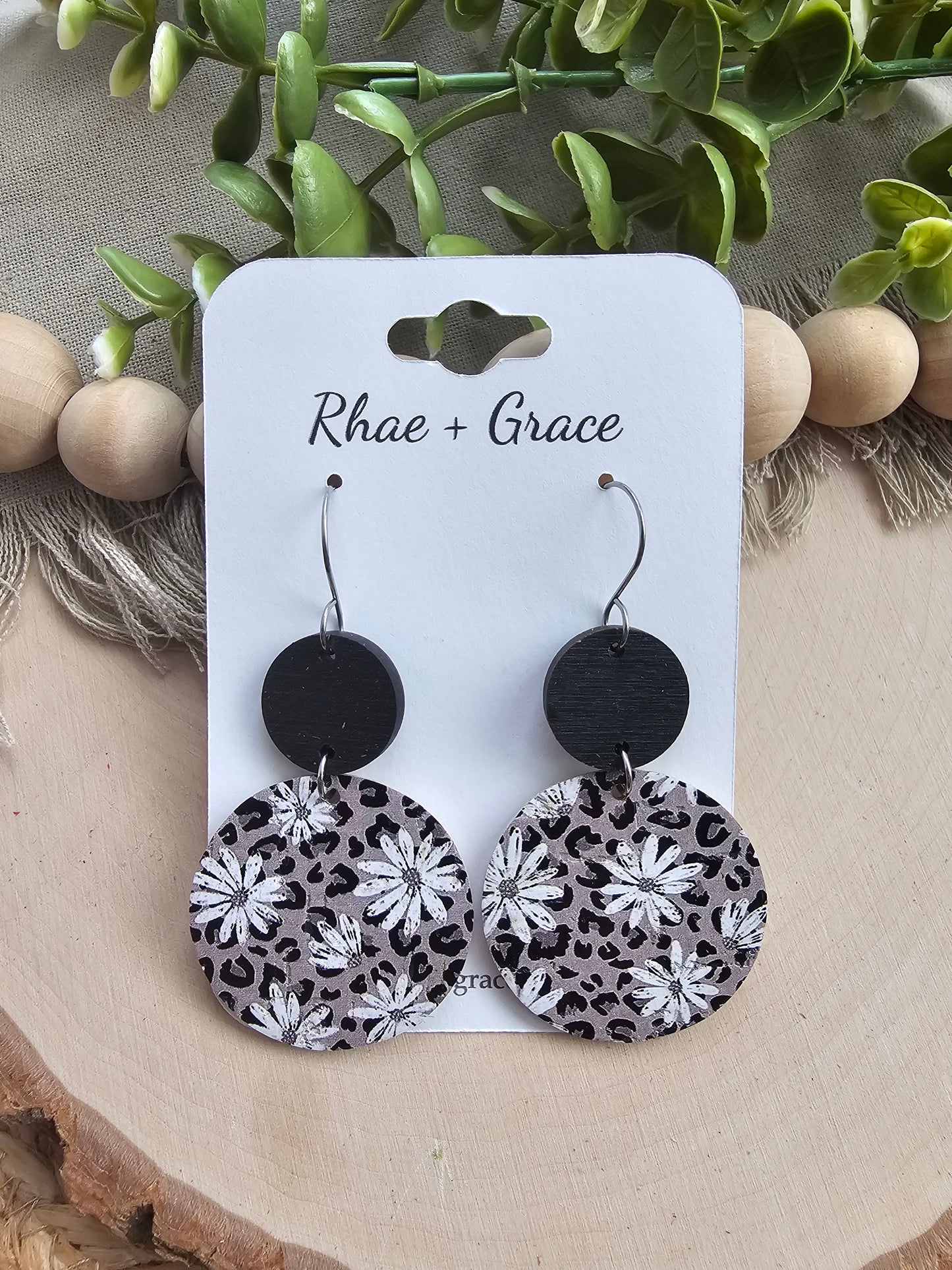 Daisy Leopard Print Large Circle Drop Earrings